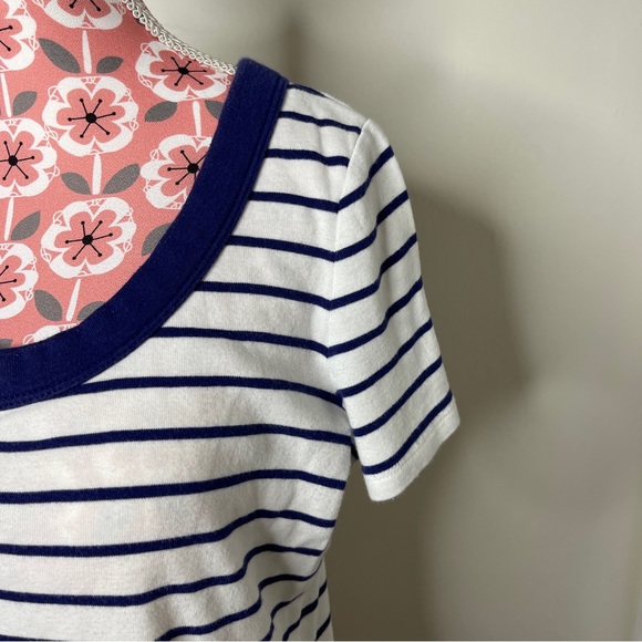 Lauren - Ralph Lauren Petite Medium Striped White/Navy Blue T-Shirt Size - Picture 5 of 7